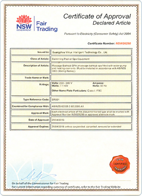 Hot Tub Combo certification